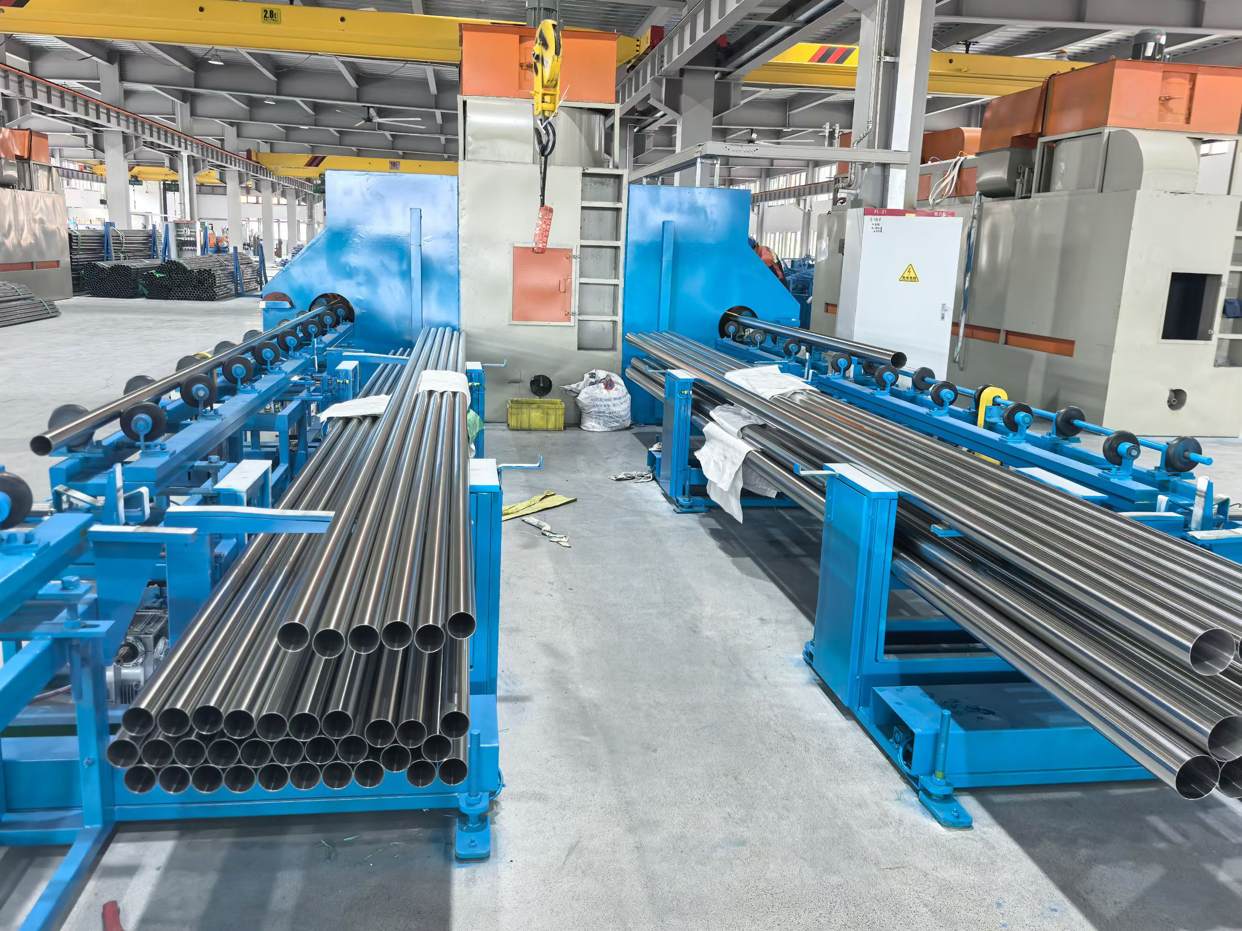 Stainless steel pipe production line with tube forming and finishing equipment