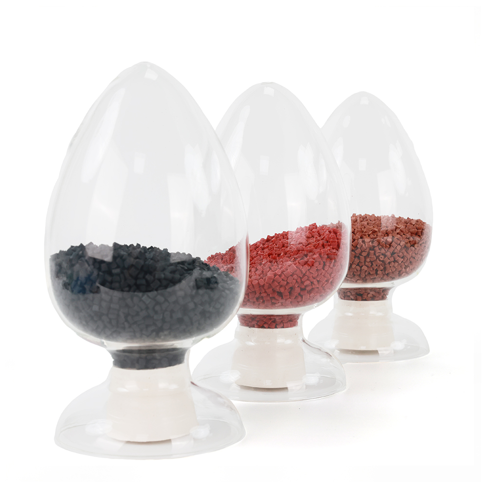 Representative WanHan PA6 engineering-plastic pellet samples from the supplied product asset library. Image shows pellet appearance only; the exact production color and final grade must be confirmed against PA6-WHG30B samples and the current TDS.