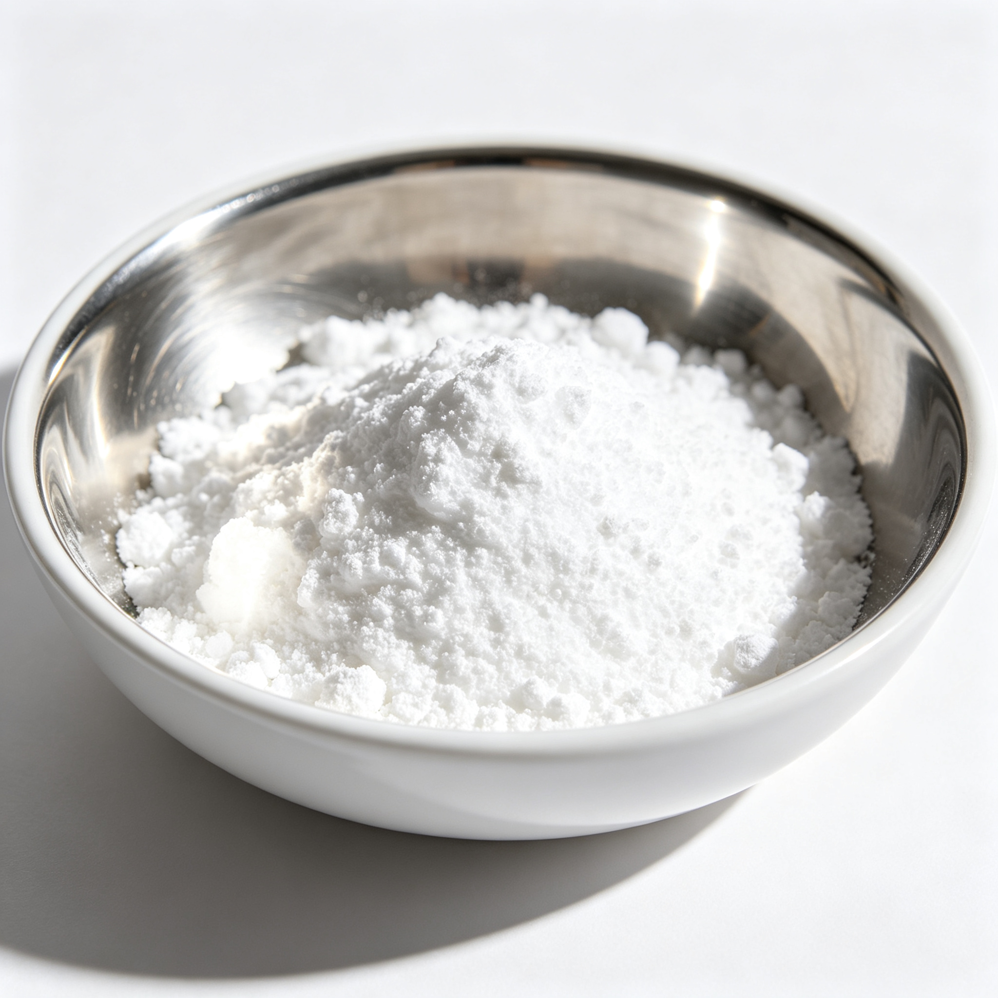 Silica Powder in Stainless Bowl