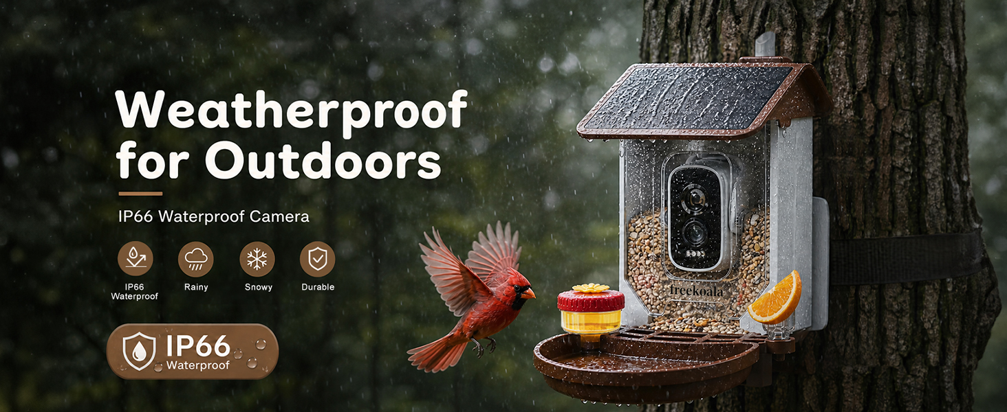 IP66 wild bird feeder camera installed outdoors