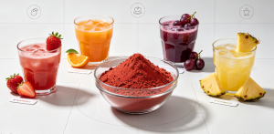 Fruit powder beverage application in a food production setting