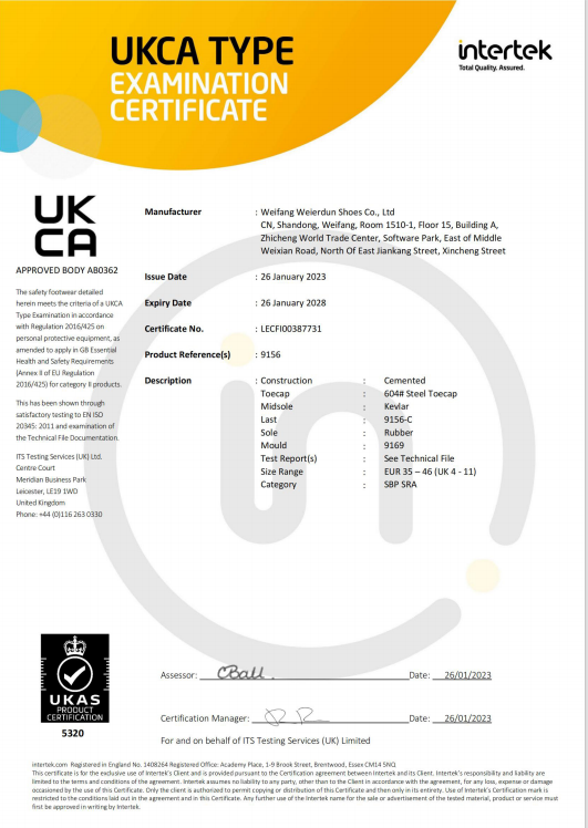 UKCA Type Examination Certificate