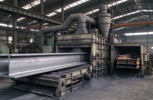 Stainless steel shot application Stainless steel blasting media used in an industrial surface preparation application