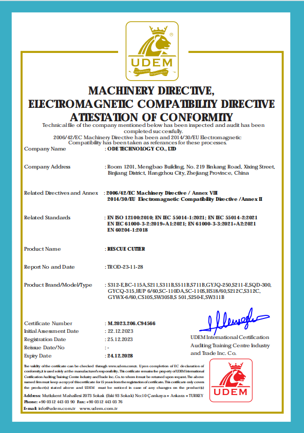 MACHINERY DIRECTIVE, ELECTROMAGNETIC COMPATIBILITY DIRECTIVE ATTESTATION OF CONFORMITY