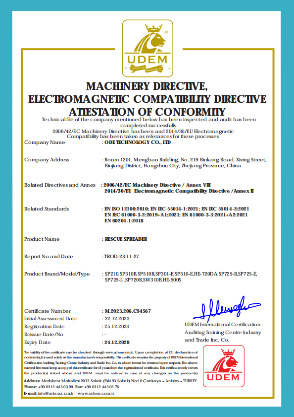 MACHINERY DIRECTIVE, ELECTROMAGNETIC COMPATIBILITY DIRECTIVE ATTESTATION OF CONFORMITY