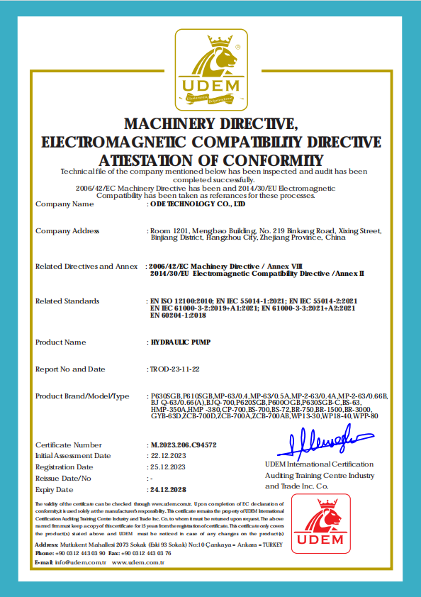 MACHINERY DIRECTIVE, ELECTROMAGNETIC COMPATIBILITY DIRECTIVE ATTESTATION OF CONFORMITY