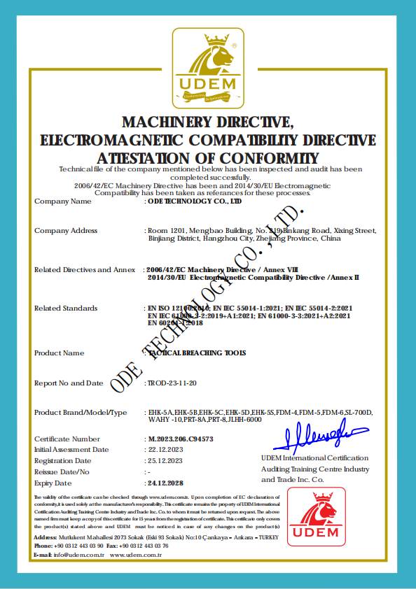 MACHINERY DIRECTIVE, ELECTROMAGNETIC COMPATIBILITY DIRECTIVE ATTESTATION OF CONFORMITY