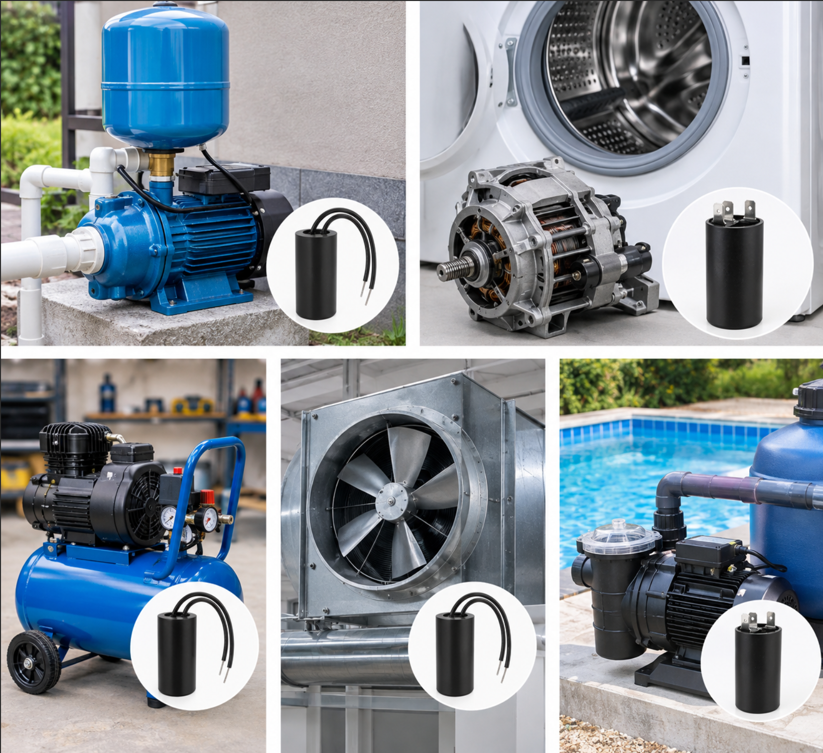 CBB60 AC motor capacitor used in pump motor applications