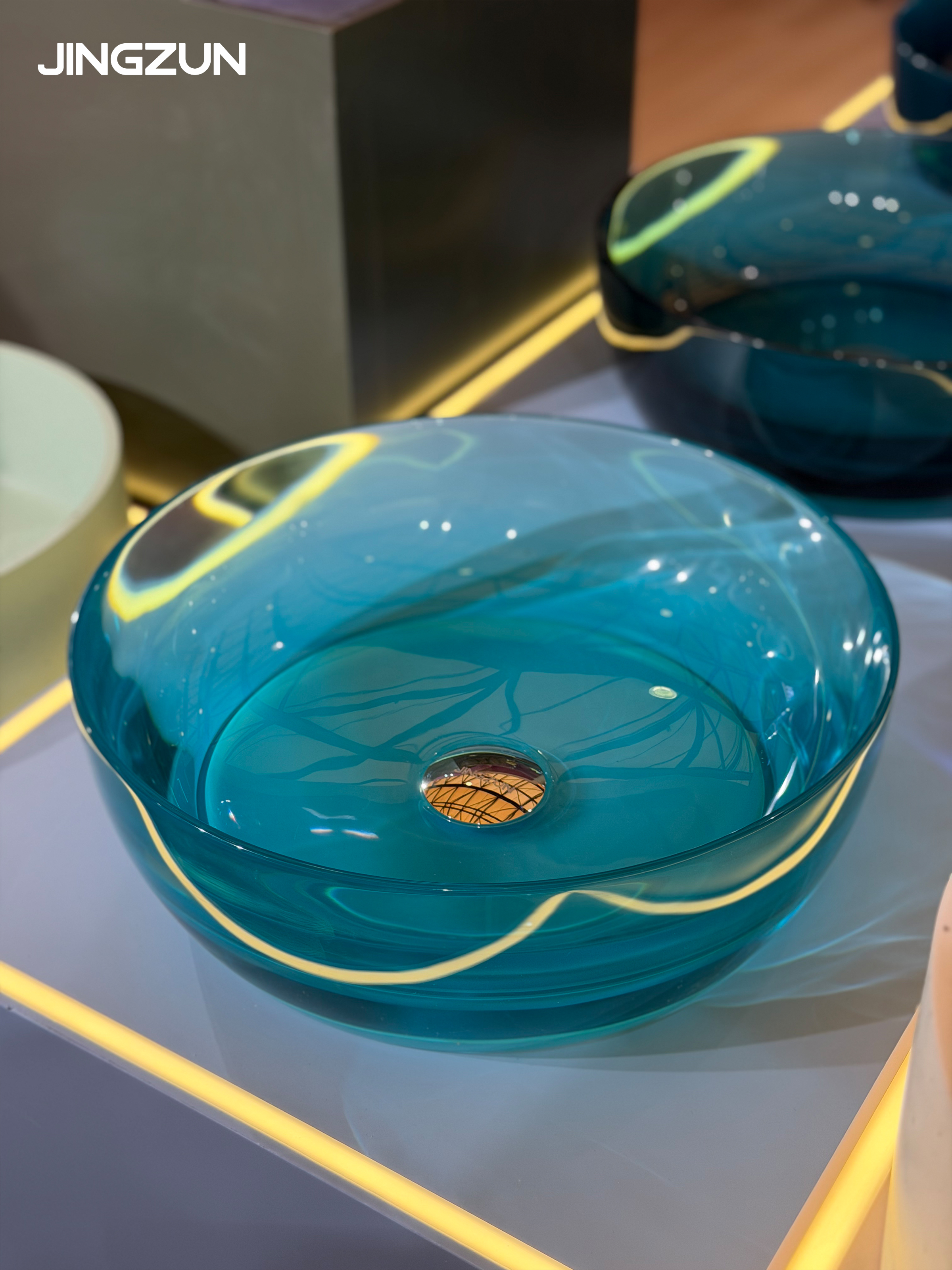 Transparent resin countertop basin model JZ9093