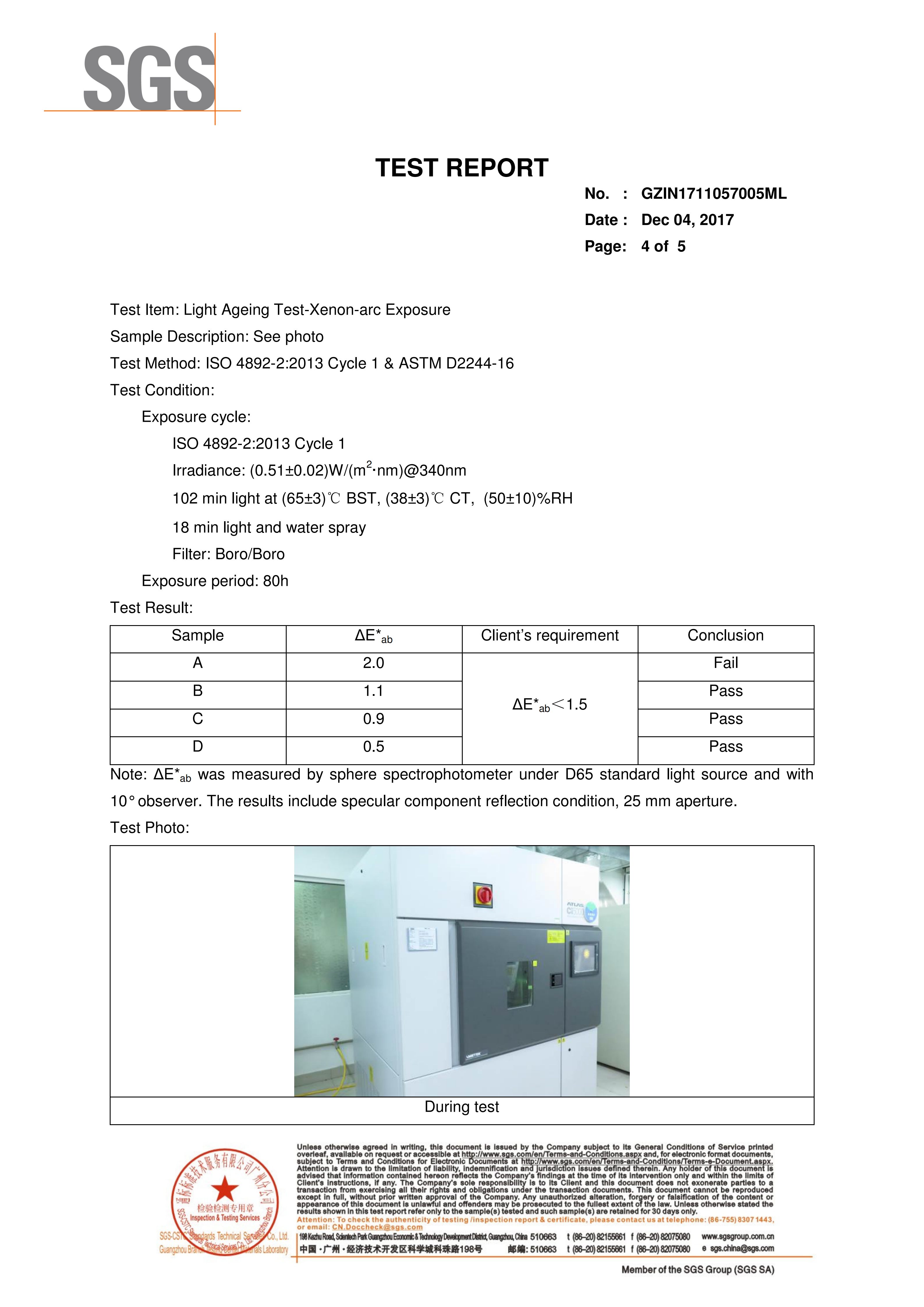 Light Ageing Test-Xenon-arc Exposure