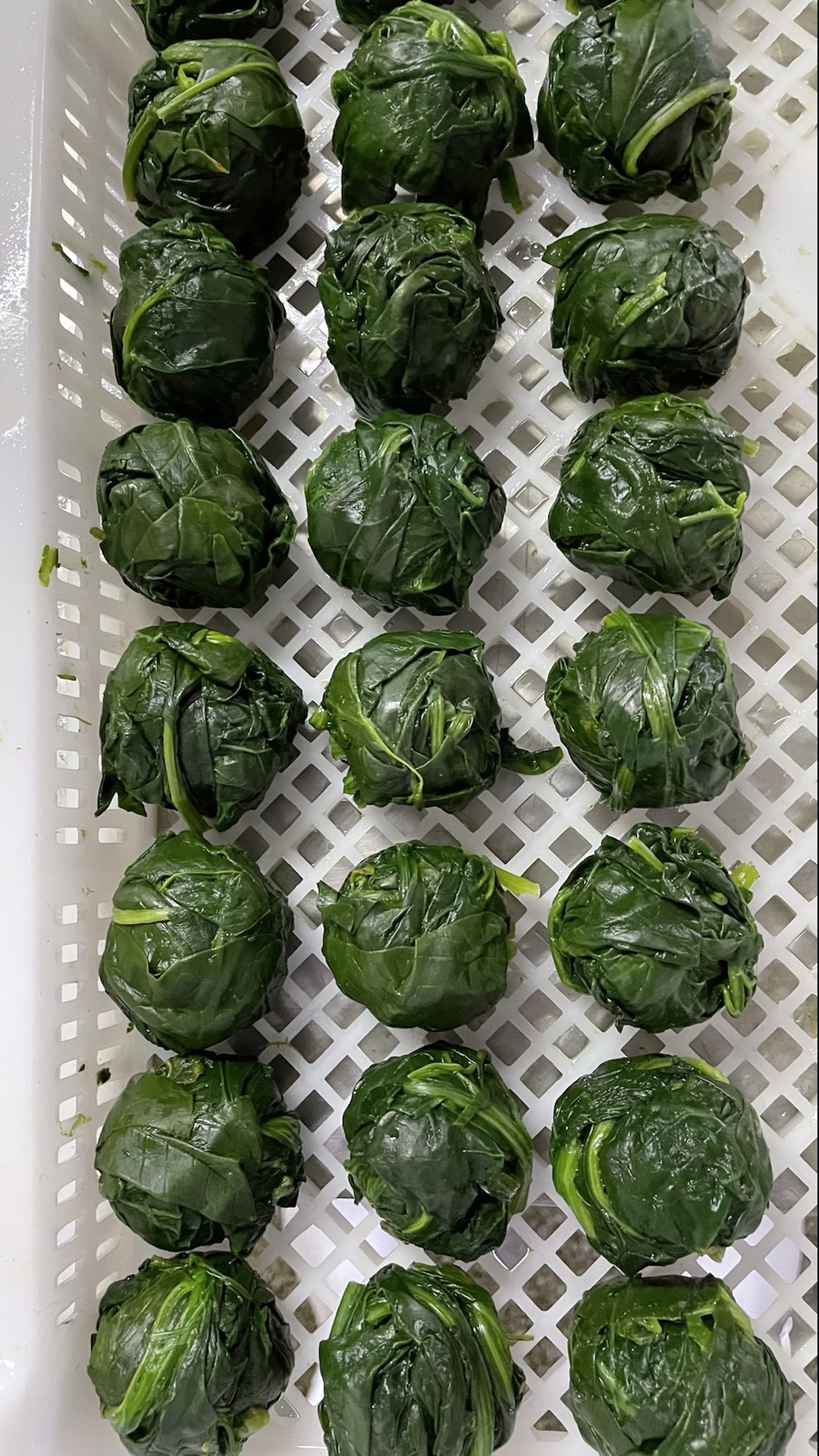 Spinach balls before freezing
