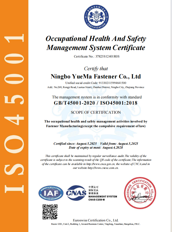 Occupational Health And Safety Management System Certificate