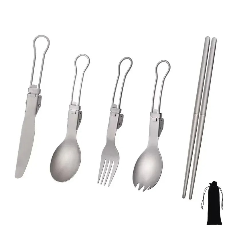 Folding Titanium Chopsticks and Cutlery Set