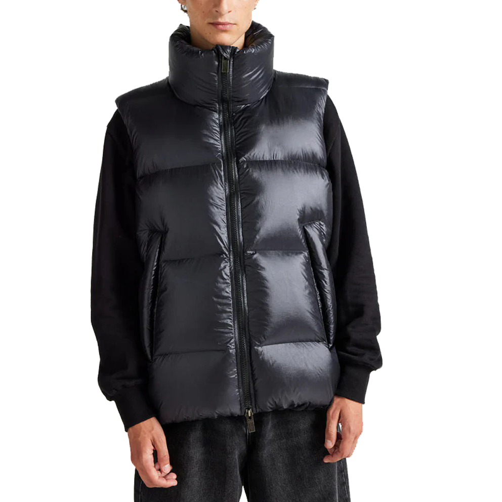 OEM Service Winter Unisex Ultra Light Down Jacket Down Vest Gilet Stand up Collar Slightly Shiny Down Coat