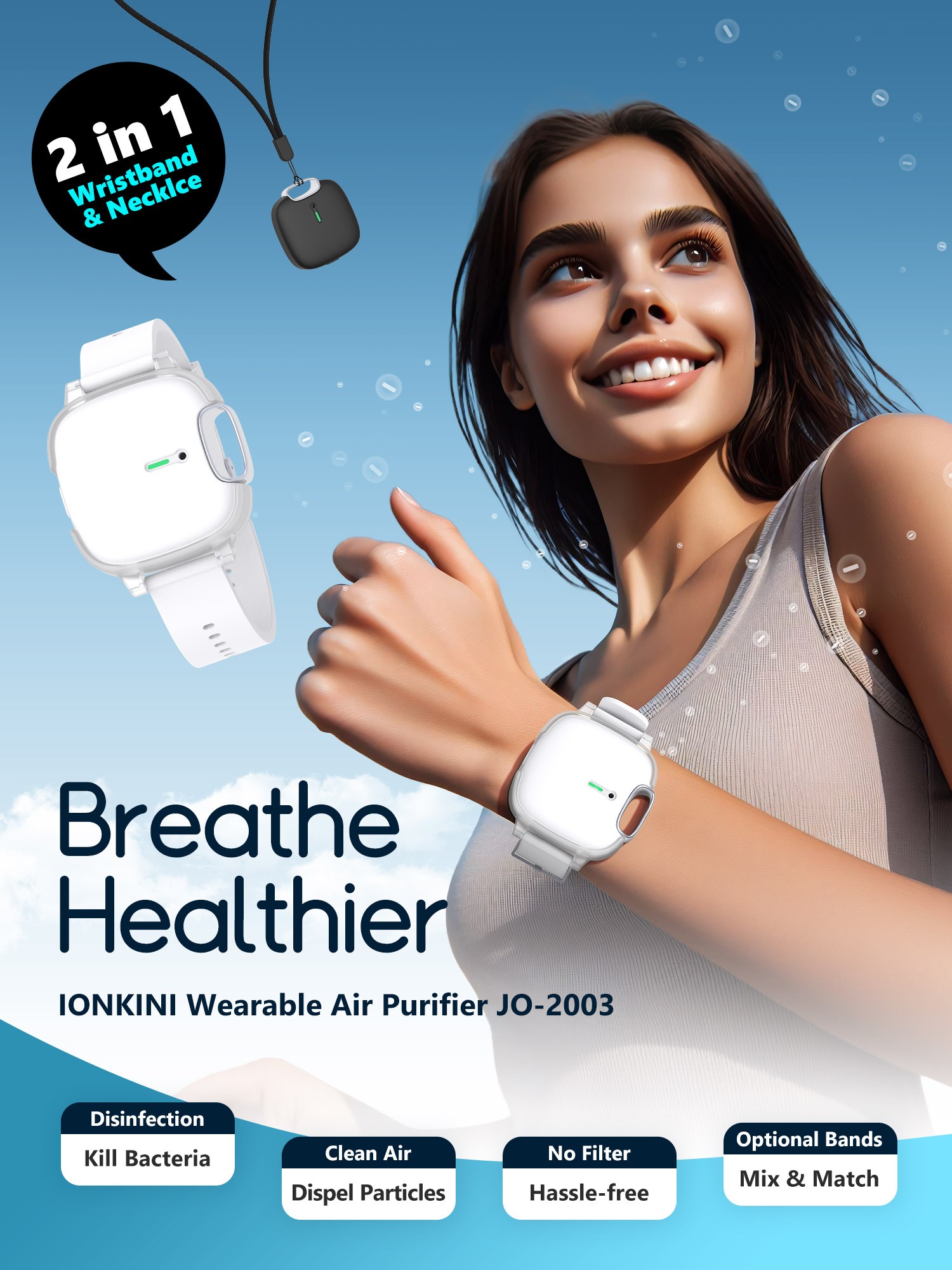 personal air purifier wristband and necklace