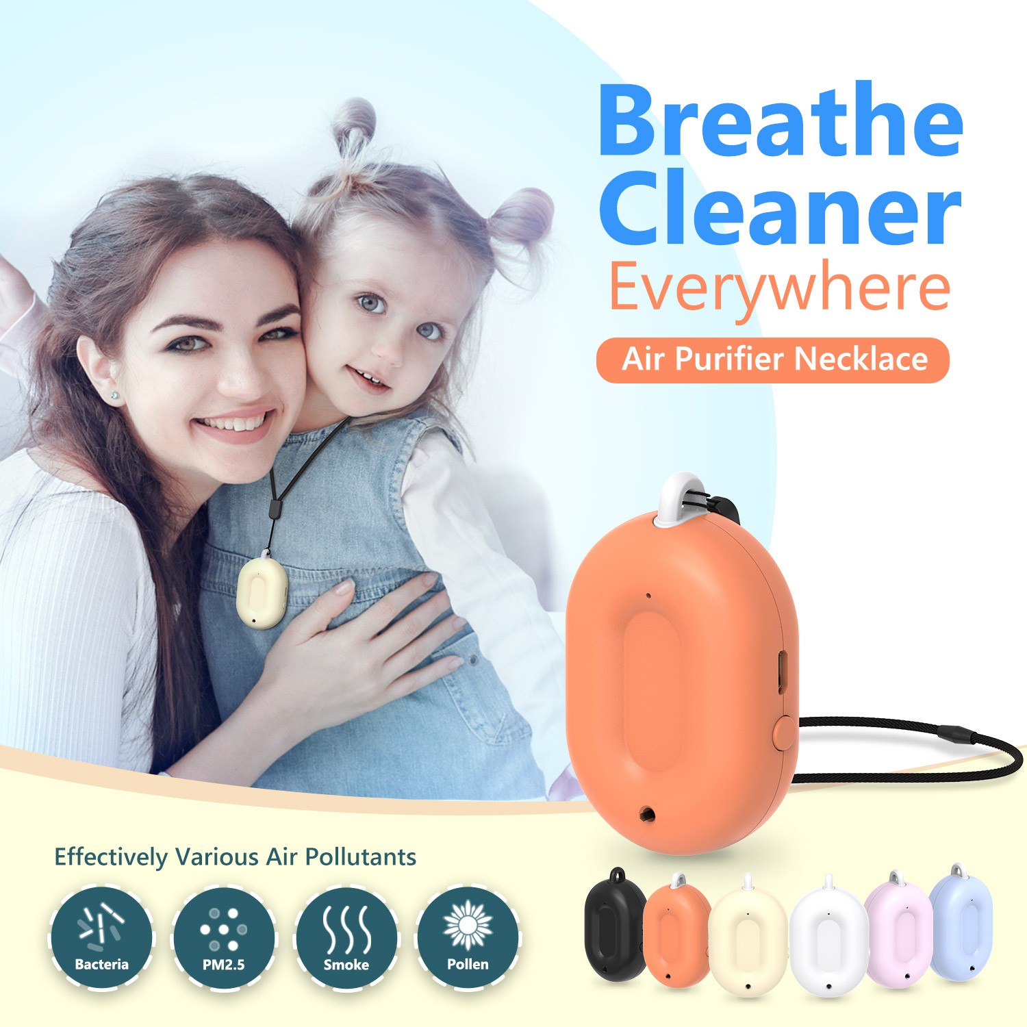 IONKINI Personal Portable Wearable Air Purifier Necklace JO-2005