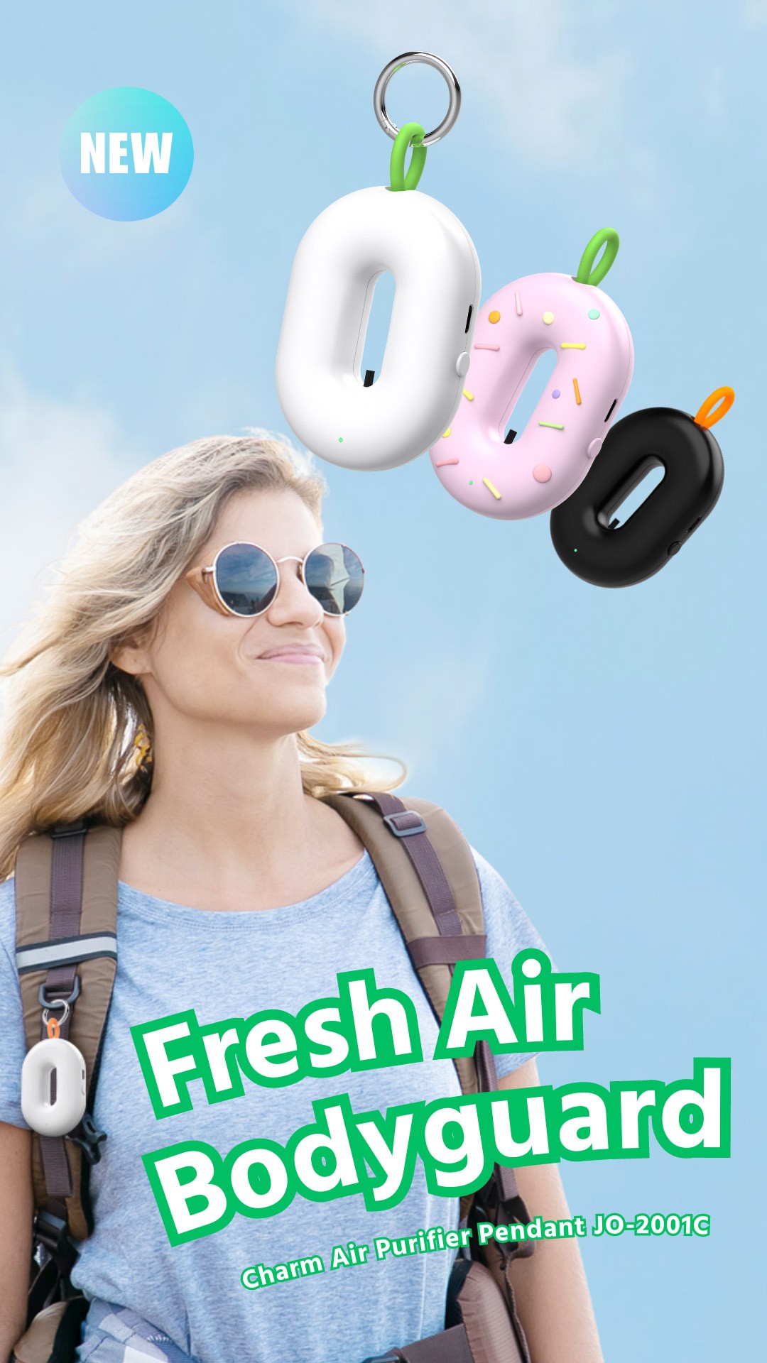 IONKINI Wearable Portable Charm Air Purifier Pendant JO-2001C for Bags, Backpacks, Keychains - New Products, New Arrival, New Release